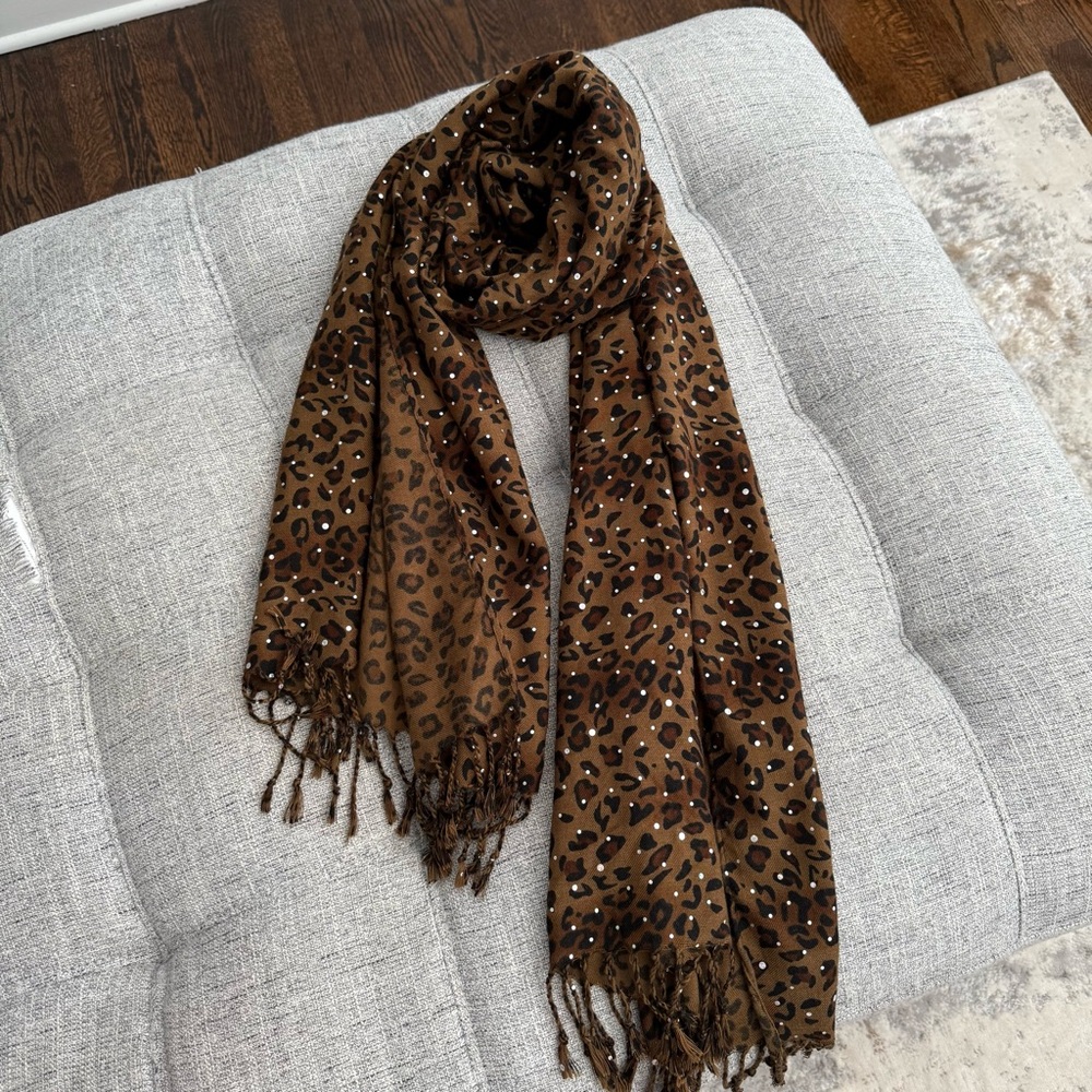 Cheetah Scarf with Fringe